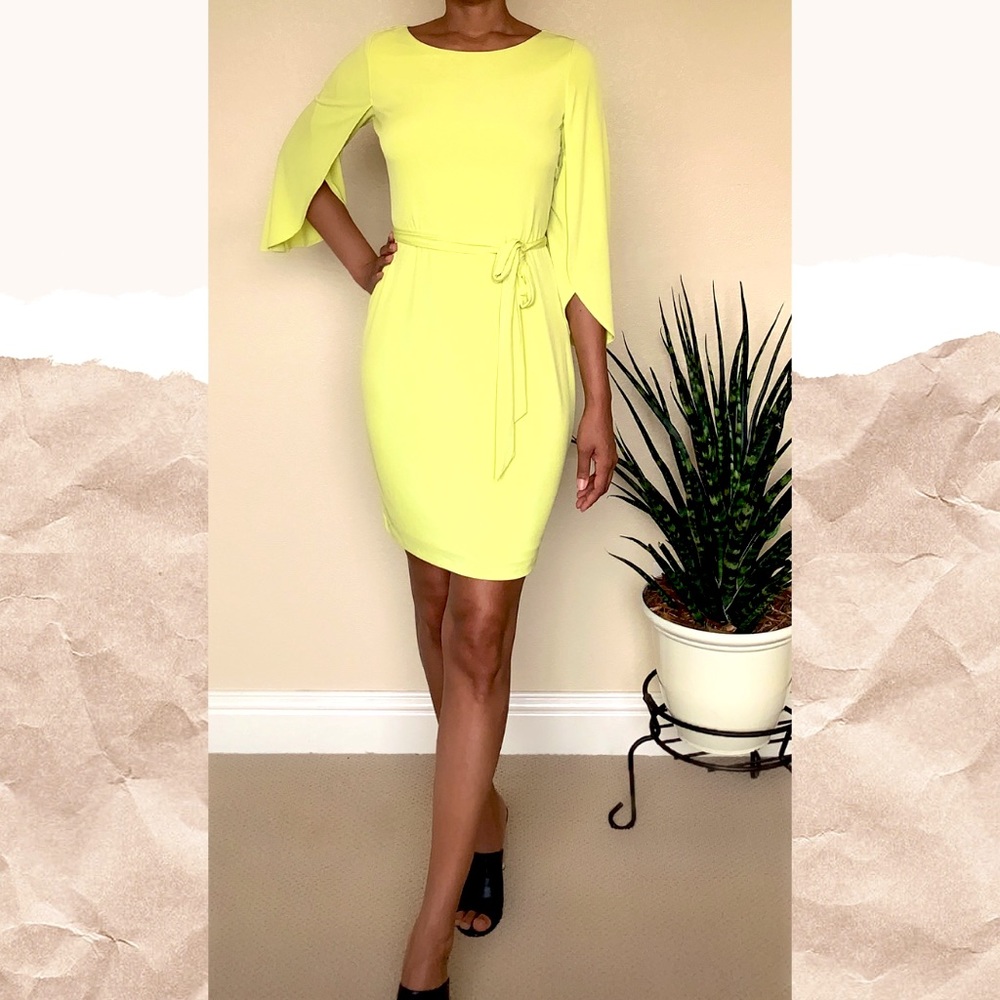 Calvin Klein Neon Green Yellow Dress